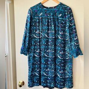 Anna Sui 60s inspired folk art embroidered blue bird paisley babydoll dress, 8